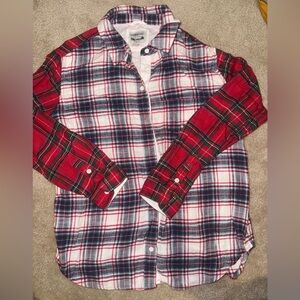 AE Cozy Cabin Flannel Shirt plaid button up front tie XS